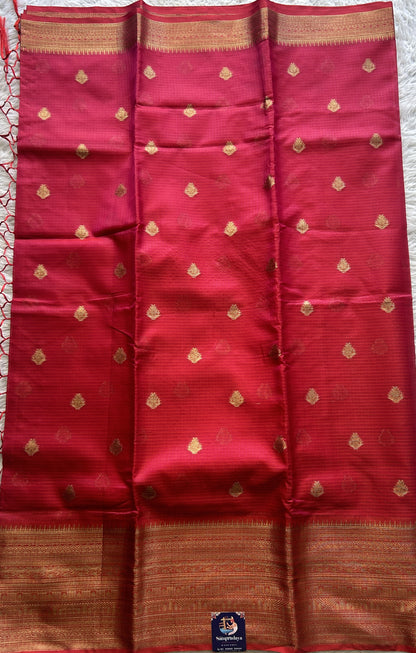 Silk kota Saree Hot Pink colored Complemented with a Zari Border. - Sampradaya Designer Studio