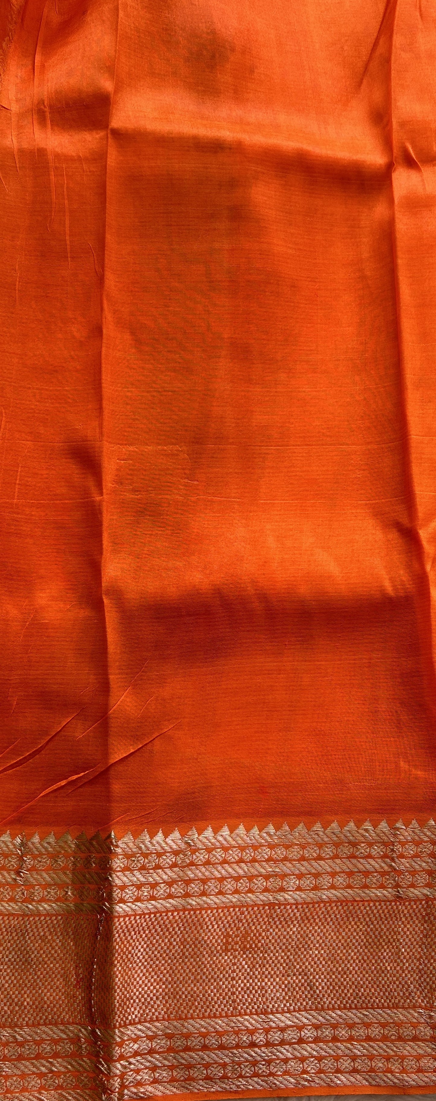 Mangalagiri Pattu Shibori Saree Multi colored complemented with a Orange Color Zari Border - Sampradaya Designer Studio