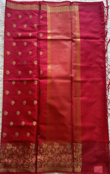 Silk kota Saree Pinkish Red colored Complemented with a Zari Border. - Sampradaya Designer Studio