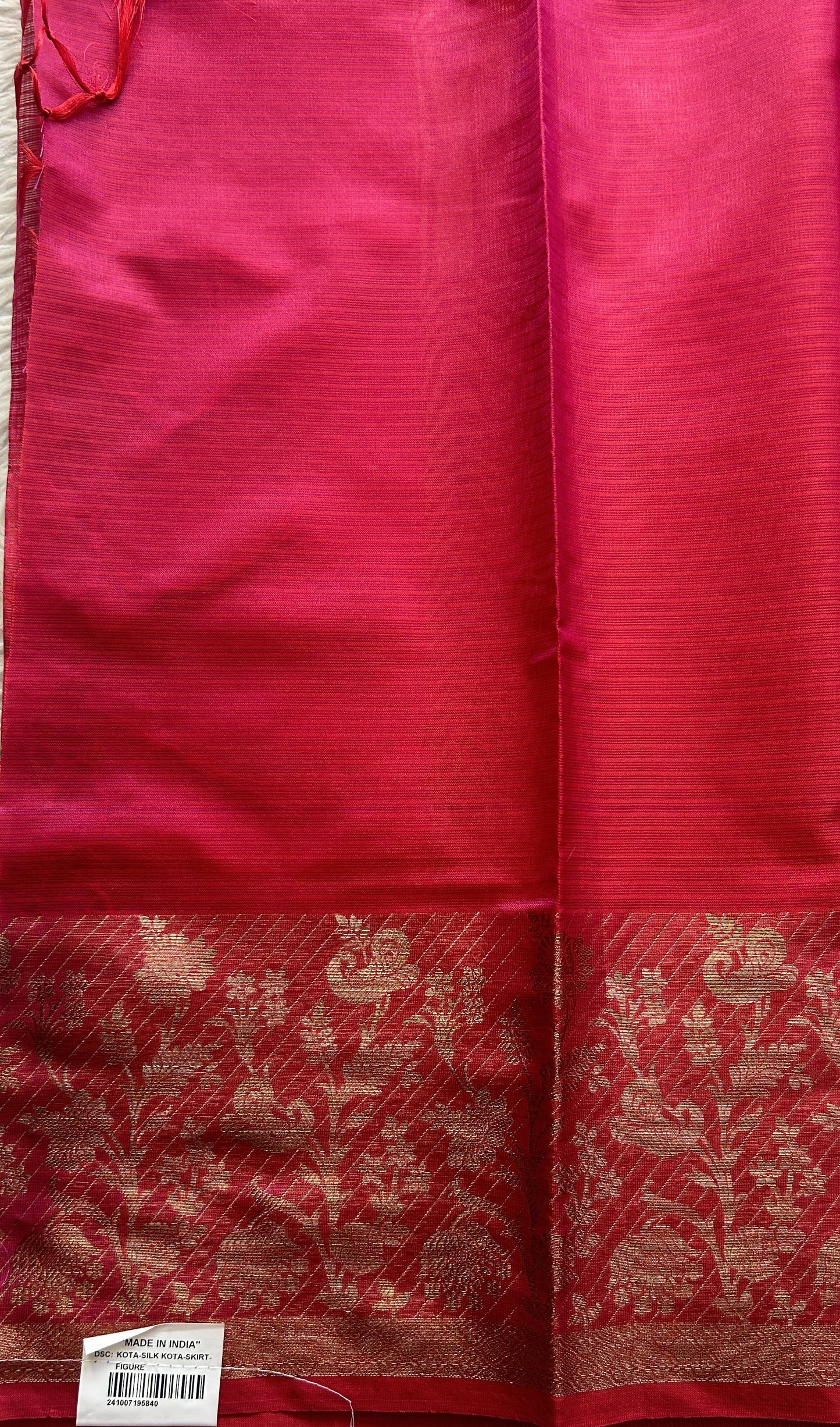 Silk kota Saree Pinkish Red colored Complemented with a Zari Border. - Sampradaya Designer Studio