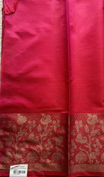 Silk kota Saree Pinkish Red colored Complemented with a Zari Border. - Sampradaya Designer Studio