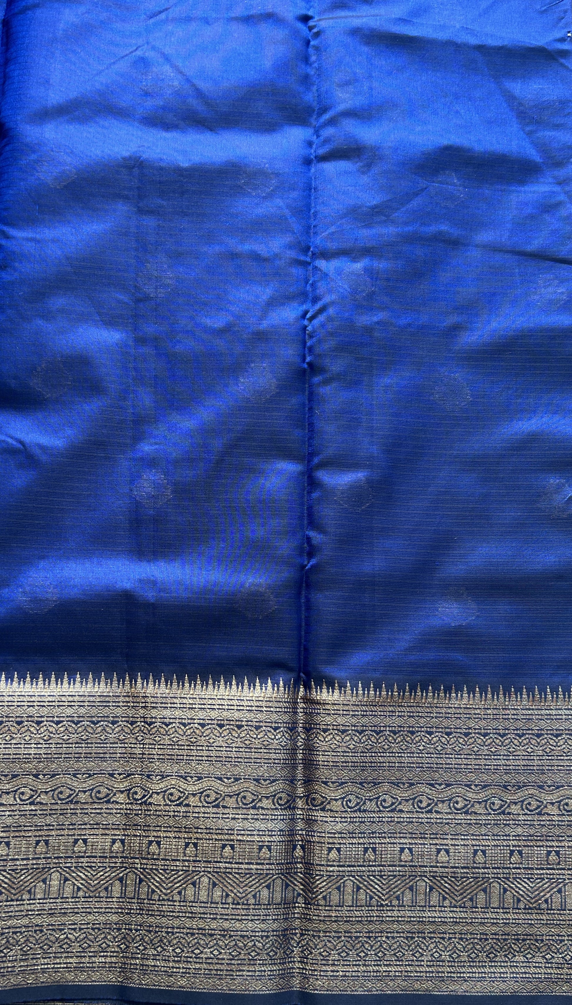Silk kota Saree Ink Blue colored Complemented with a Zari Border. - Sampradaya Designer Studio