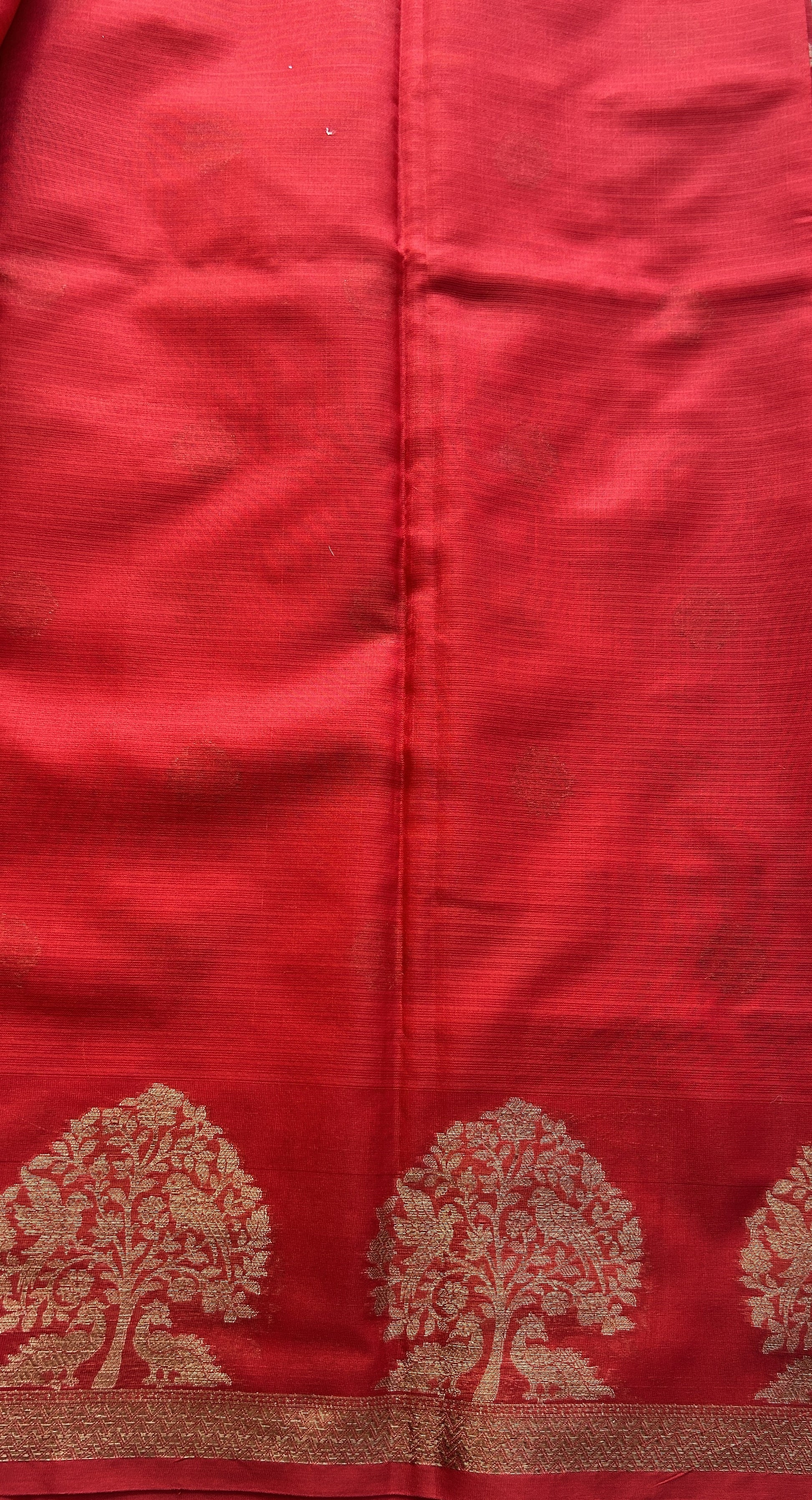 Silk kota Saree Deep Red colored Complemented with a Zari Border. - Sampradaya Designer Studio