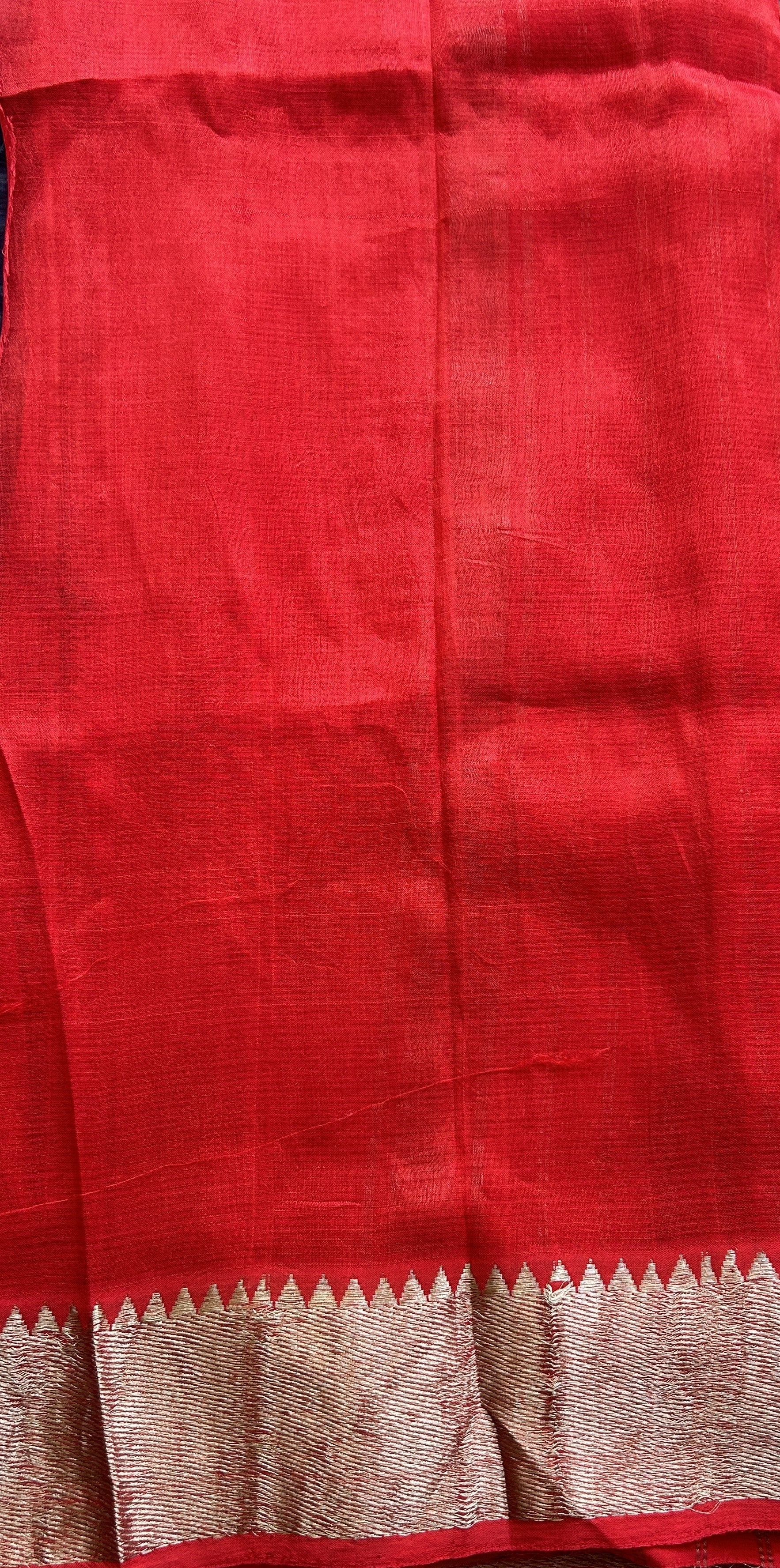 Mangalagiri Pattu Shibori Saree Multi colored complemented with a Rose Red Color Zari Border - Sampradaya Designer Studio