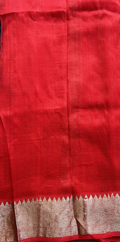 Mangalagiri Pattu Shibori Saree Multi colored complemented with a Rose Red Color Zari Border - Sampradaya Designer Studio