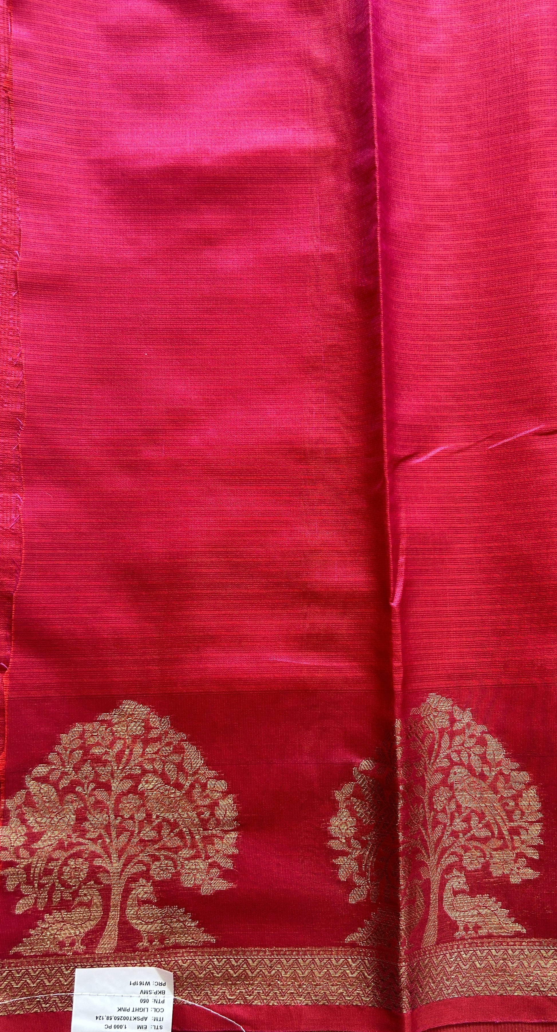 Silk kota Saree Deep Pink colored Complemented with a Zari Border. - Sampradaya Designer Studio