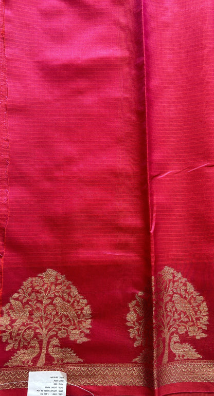Silk kota Saree Deep Pink colored Complemented with a Zari Border. - Sampradaya Designer Studio