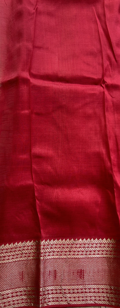 Mangalagiri Pattu Shibori Saree Multi colored complemented with a Maroon Color Zari Border - Sampradaya Designer Studio