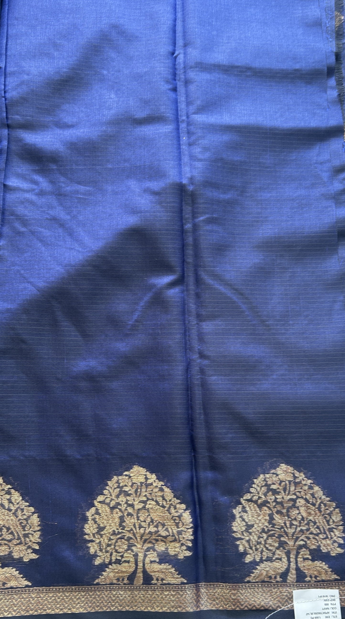 Silk kota Saree Navy Blue colored Complemented with a Zari Border. - Sampradaya Designer Studio