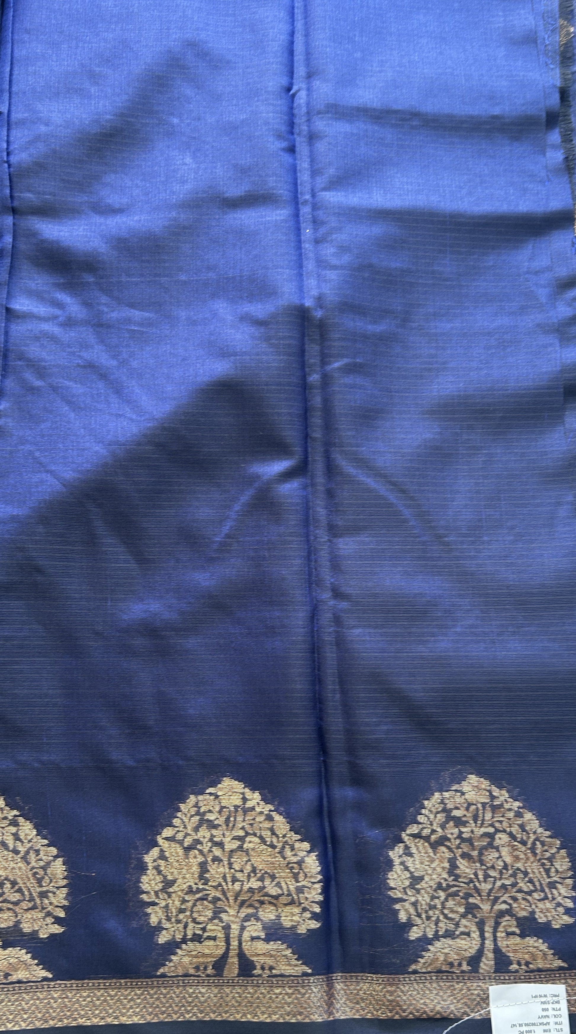 Silk kota Saree Navy Blue colored Complemented with a Zari Border. - Sampradaya Designer Studio