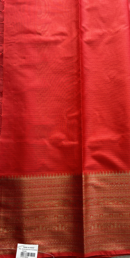 Silk kota Saree Red colored Complemented with a Zari Border. - Sampradaya Designer Studio