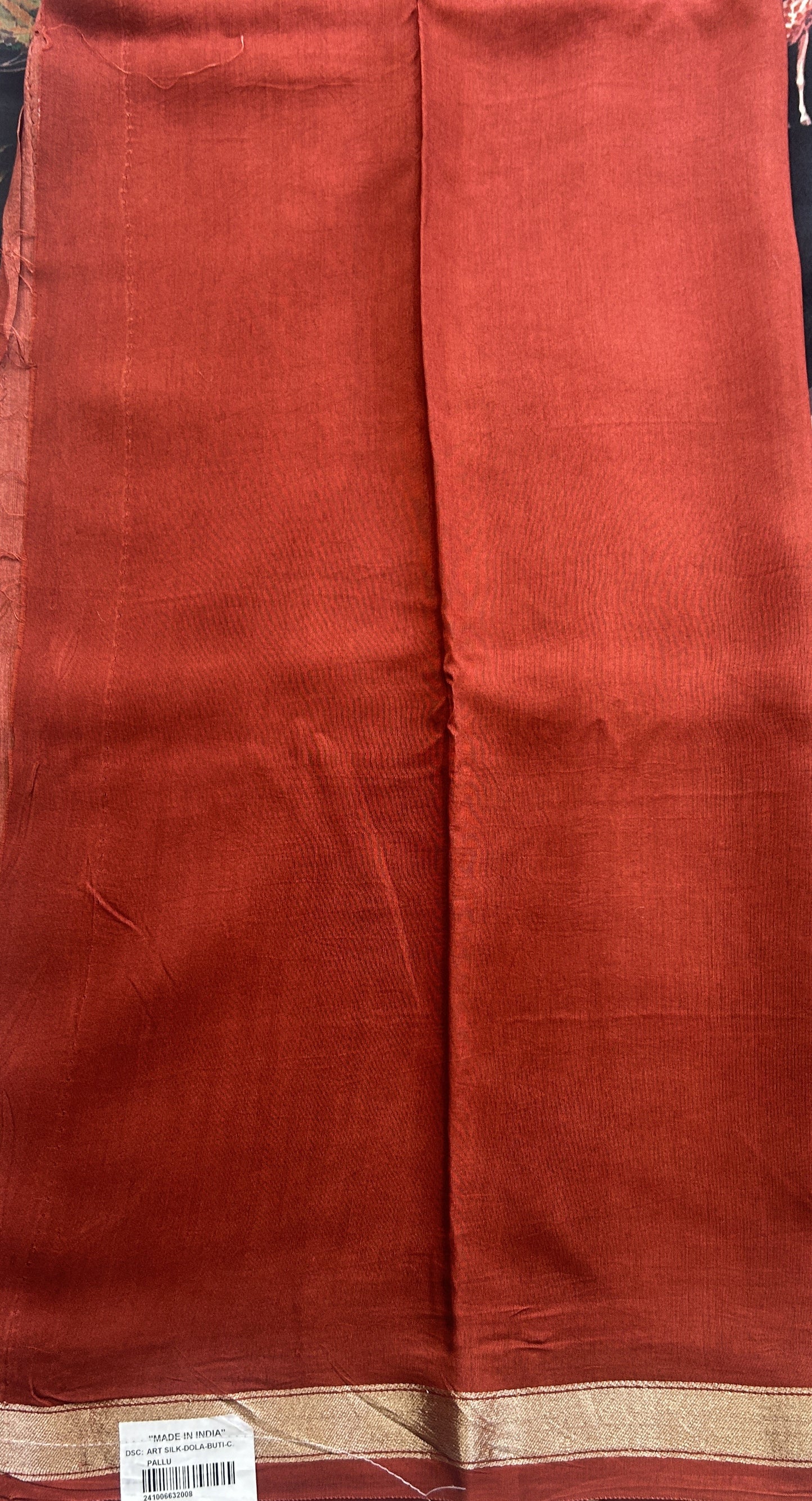 Dola Crepe Saree Charcoal Colored Complemented with a Zari Border. - Sampradaya Designer Studio