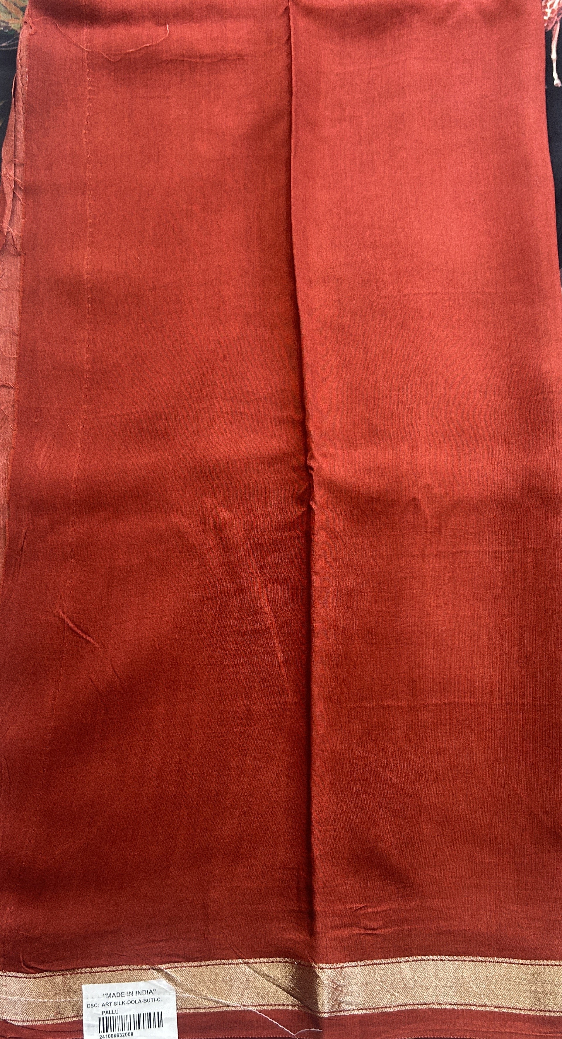 Dola Crepe Saree Charcoal Colored Complemented with a Zari Border. - Sampradaya Designer Studio