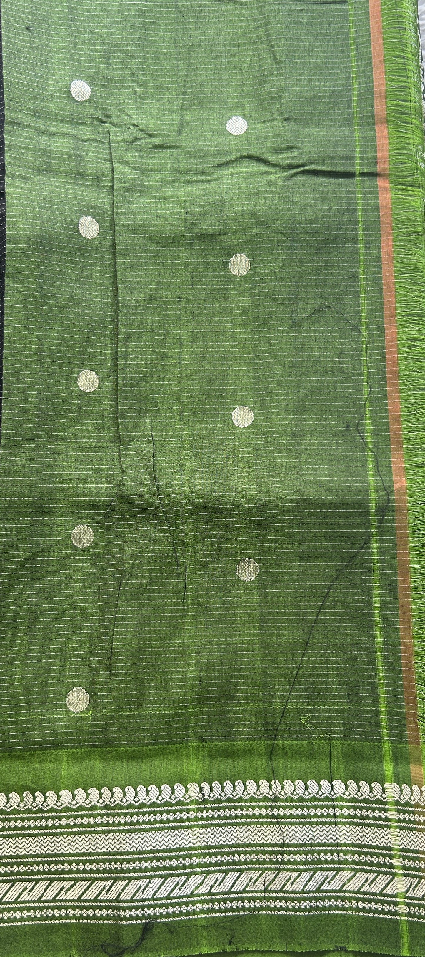 Gadwal Sico Saree Black colored complemented with a Light Green Zari Border. - Sampradaya Designer Studio
