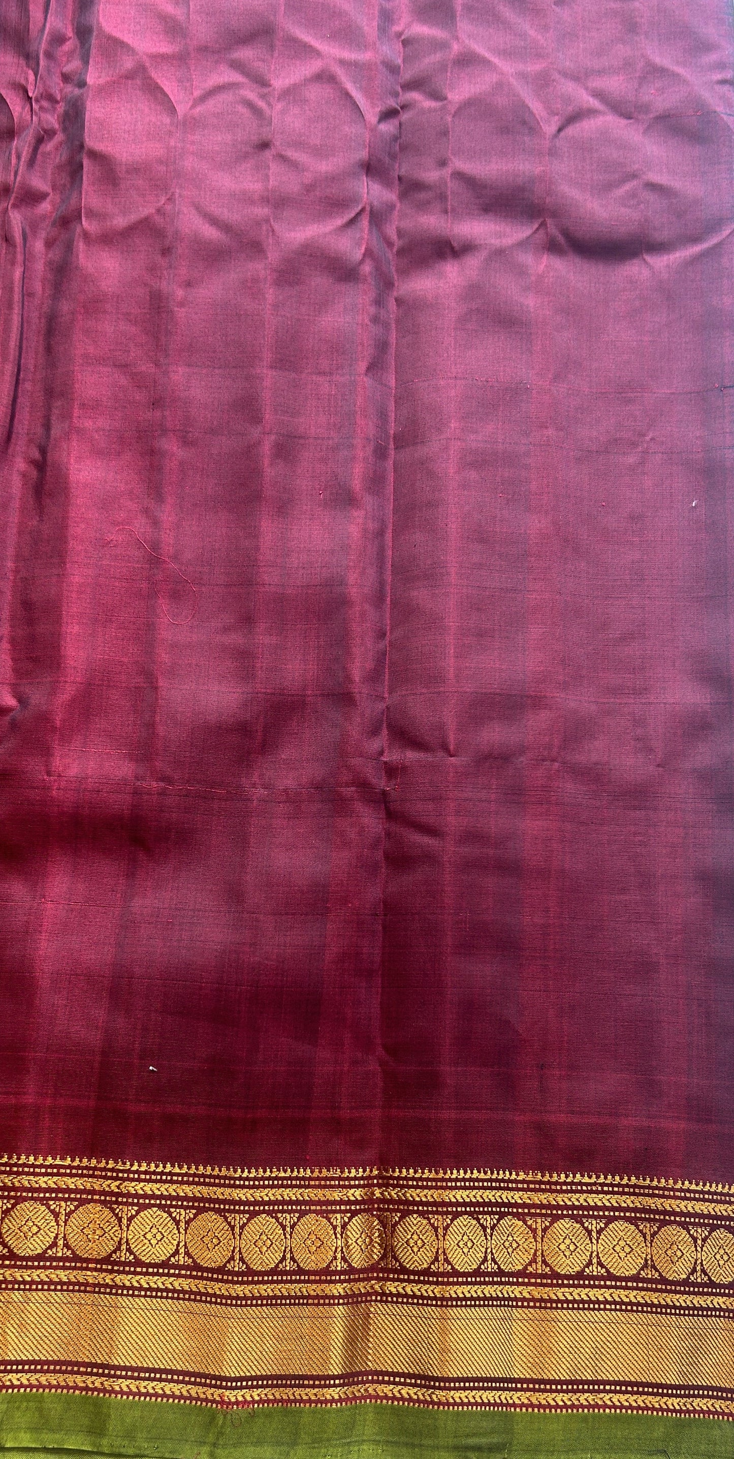 Gadwal Sico Saree Dark Green colored complemented with a Maroon Zari Border. - Sampradaya Designer Studio