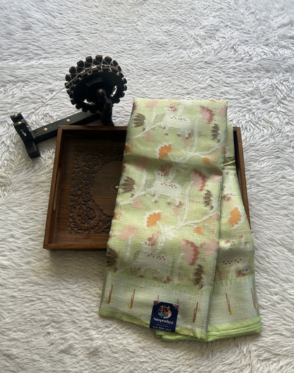 Silk kota Allover Saree Light Green colored Complemented with a Muniya Border. - Sampradaya Designer Studio