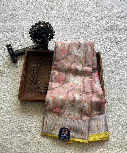 Silk kota Allover Saree Light Lavender colored Complemented with a Muniya Border. - Sampradaya Designer Studio