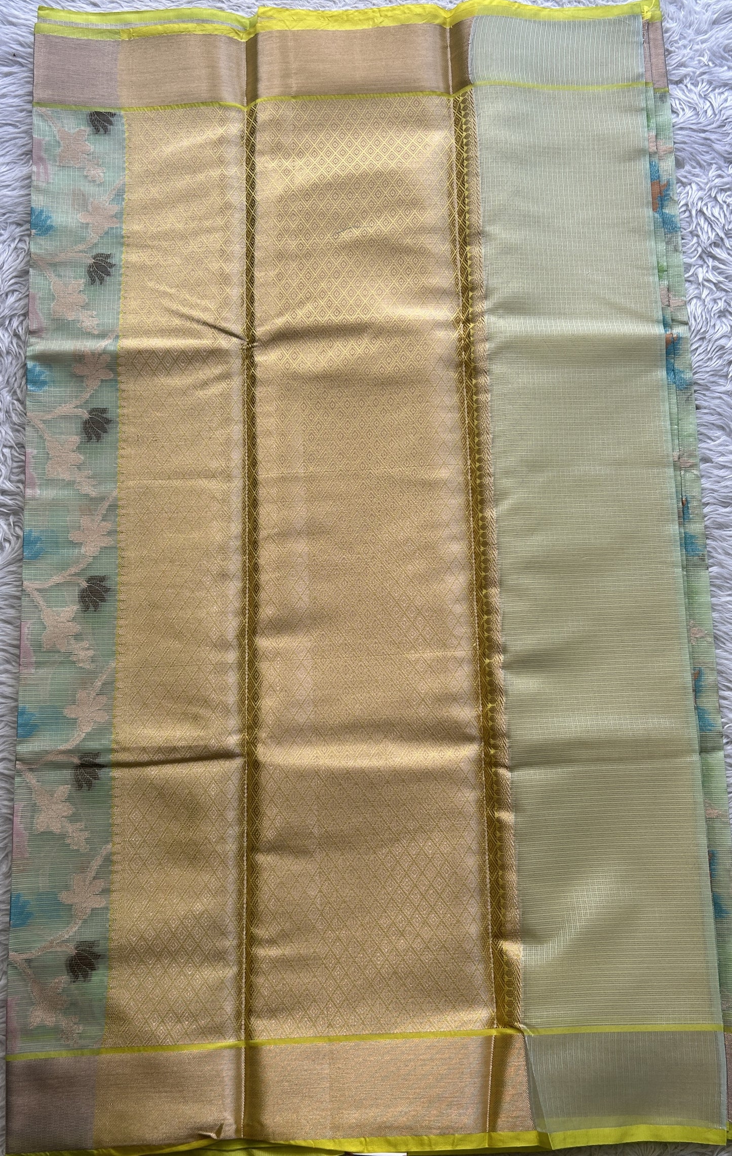 Silk kota Saree Light Green colored Complemented with a Muniya Border. - Sampradaya Designer Studio