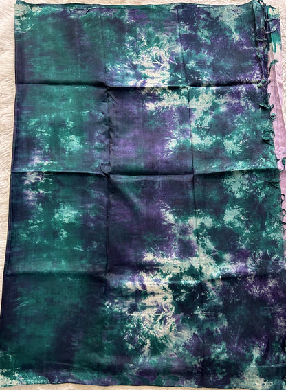 Mangalagiri Pattu Shibori Saree Light Lavender colored Complemented with a Borderless. - Sampradaya Designer Studio