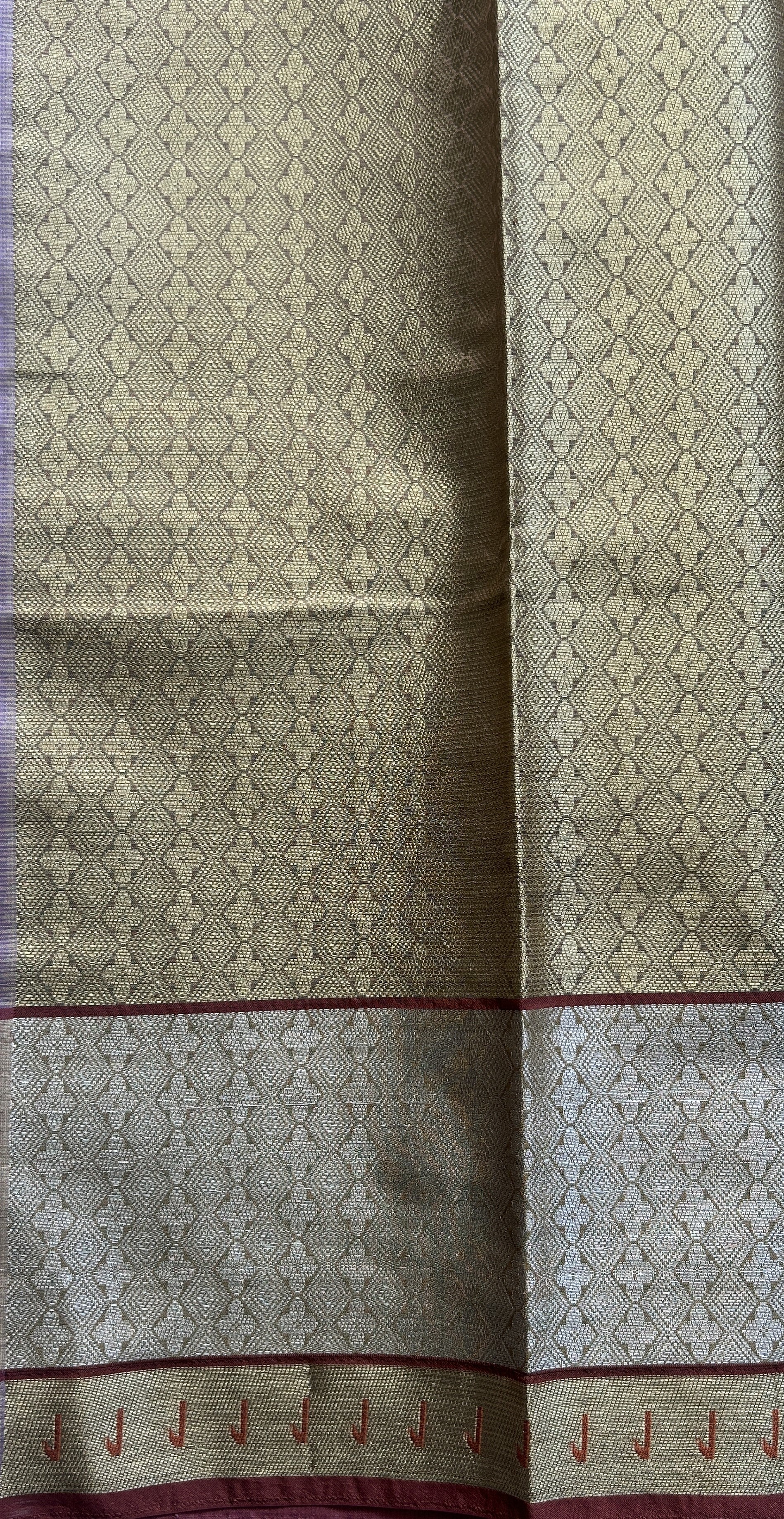Silk kota Saree Light Lilac colored Complemented with a Muniya Border. - Sampradaya Designer Studio