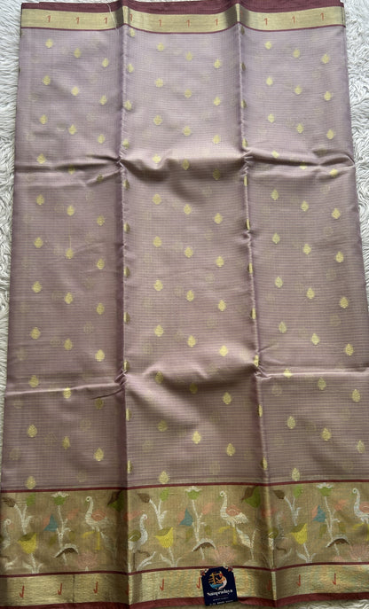Silk kota Saree Light Lilac colored Complemented with a Muniya Border. - Sampradaya Designer Studio
