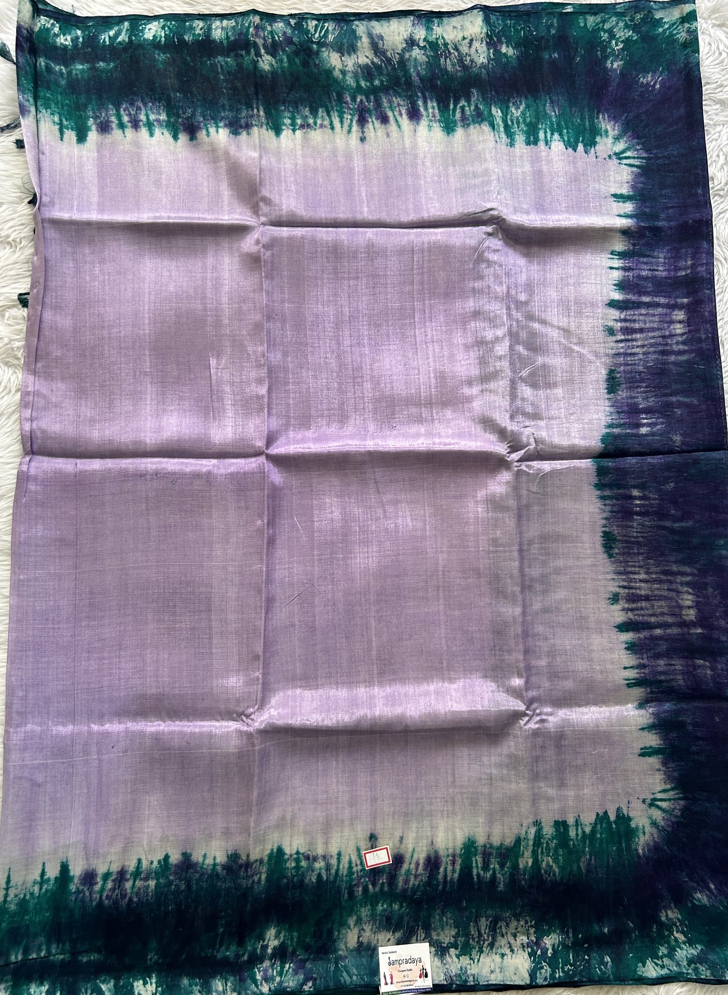 Mangalagiri Pattu Shibori Saree Light Lavender colored Complemented with a Borderless. - Sampradaya Designer Studio