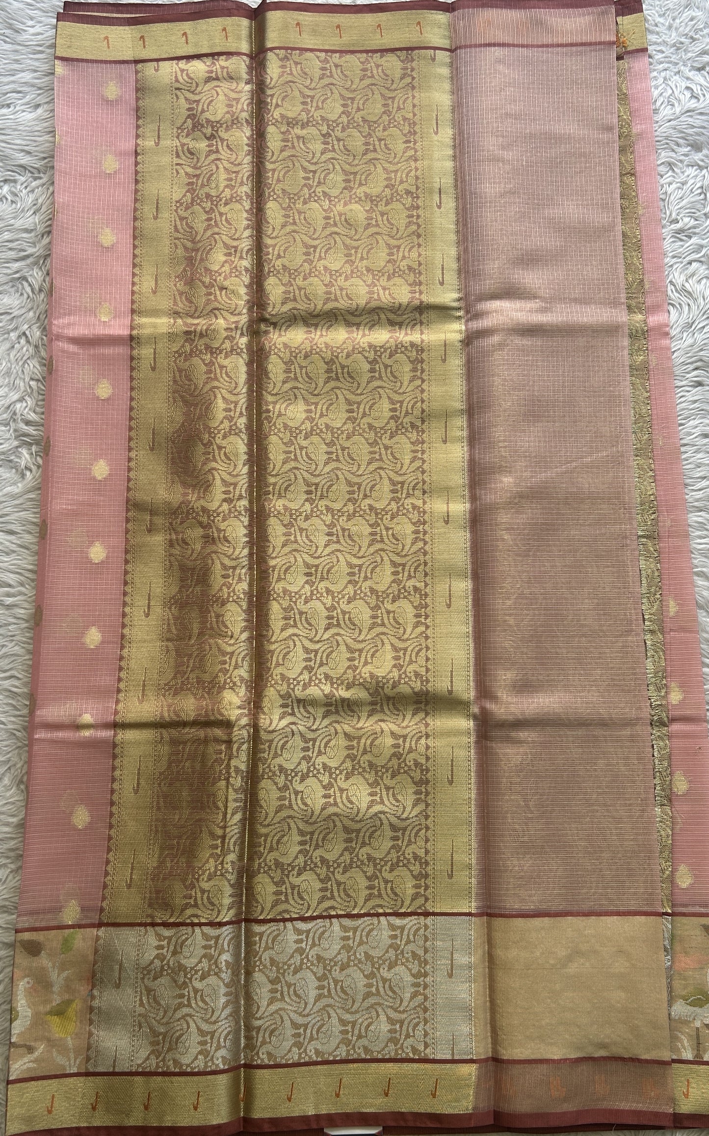 Silk kota Saree Baby Pink colored Complemented with a Muniya Border. - Sampradaya Designer Studio