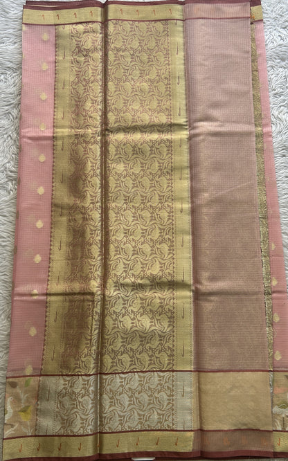 Silk kota Saree Baby Pink colored Complemented with a Muniya Border. - Sampradaya Designer Studio