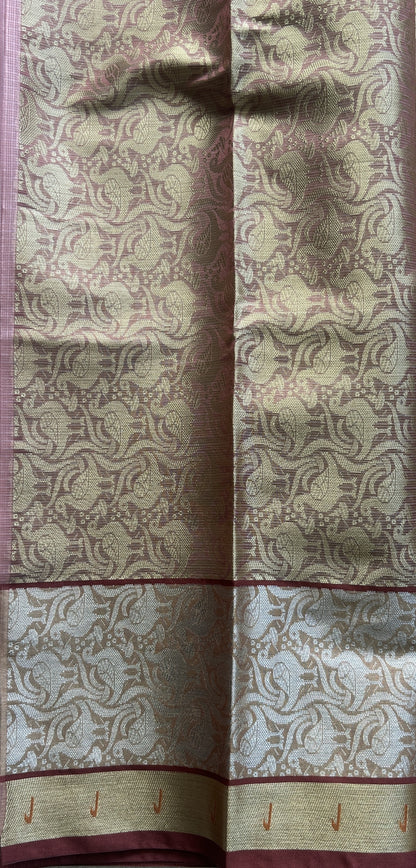 Silk kota Saree Baby Pink colored Complemented with a Muniya Border. - Sampradaya Designer Studio