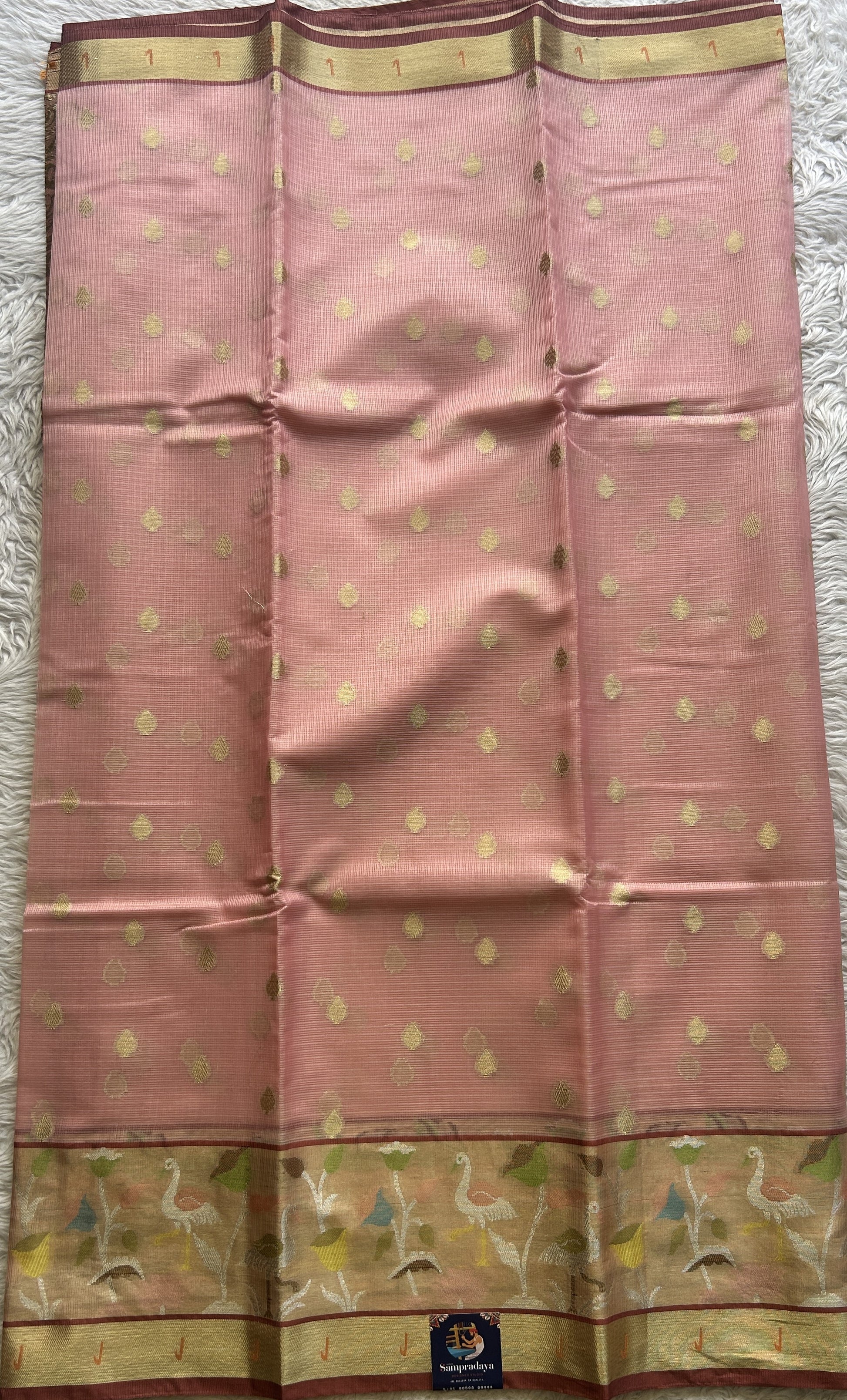 Silk kota Saree Baby Pink colored Complemented with a Muniya Border. - Sampradaya Designer Studio