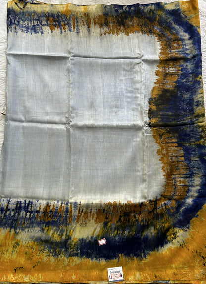 Mangalagiri Pattu Shibori Saree Light Sea Blue colored complemented with a Borderless. - Sampradaya Designer Studio