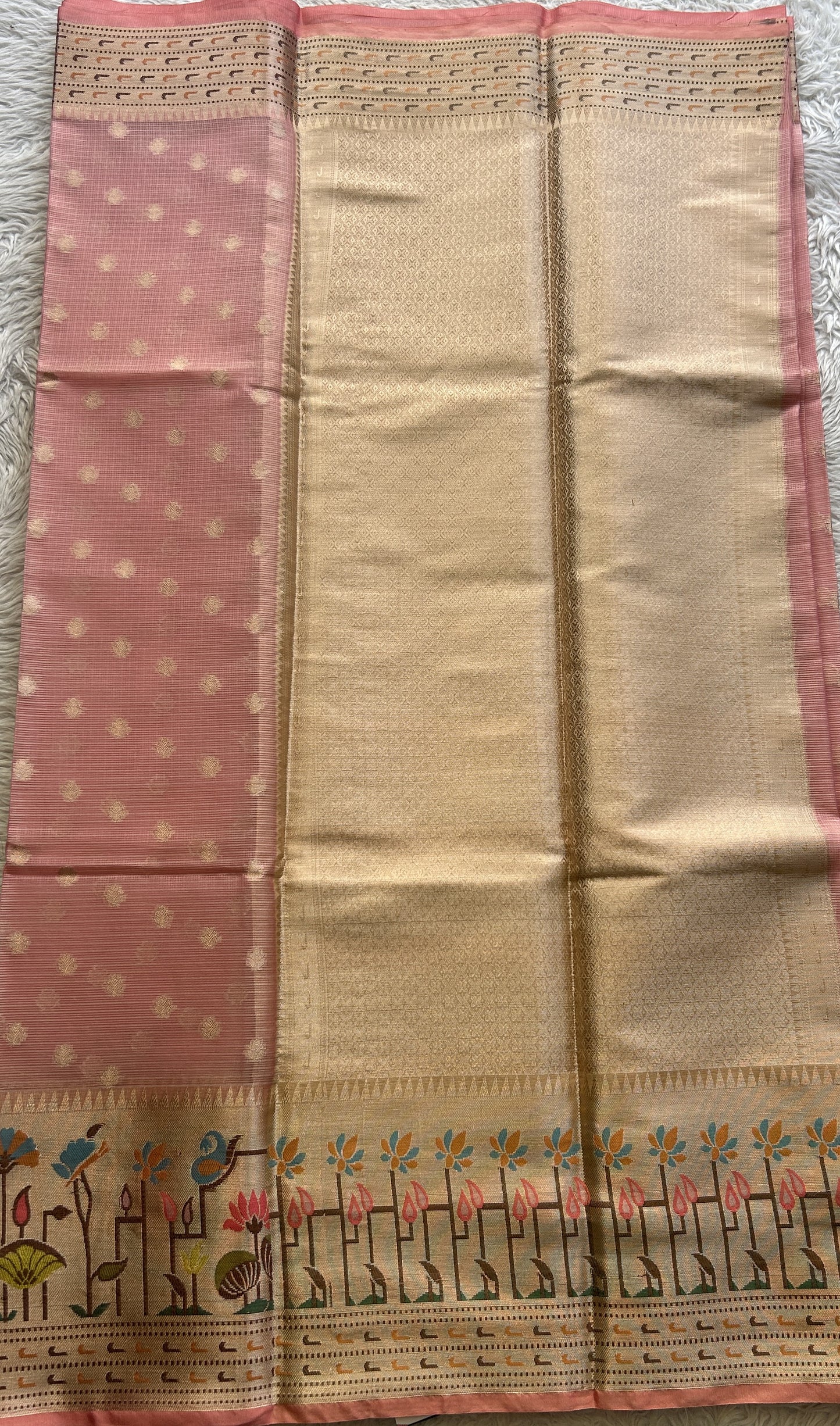 Silk kota Saree Light Pink colored Complemented with a Zari Border. - Sampradaya Designer Studio
