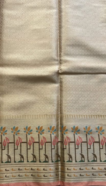 Silk kota Saree Light Pink colored Complemented with a Zari Border. - Sampradaya Designer Studio