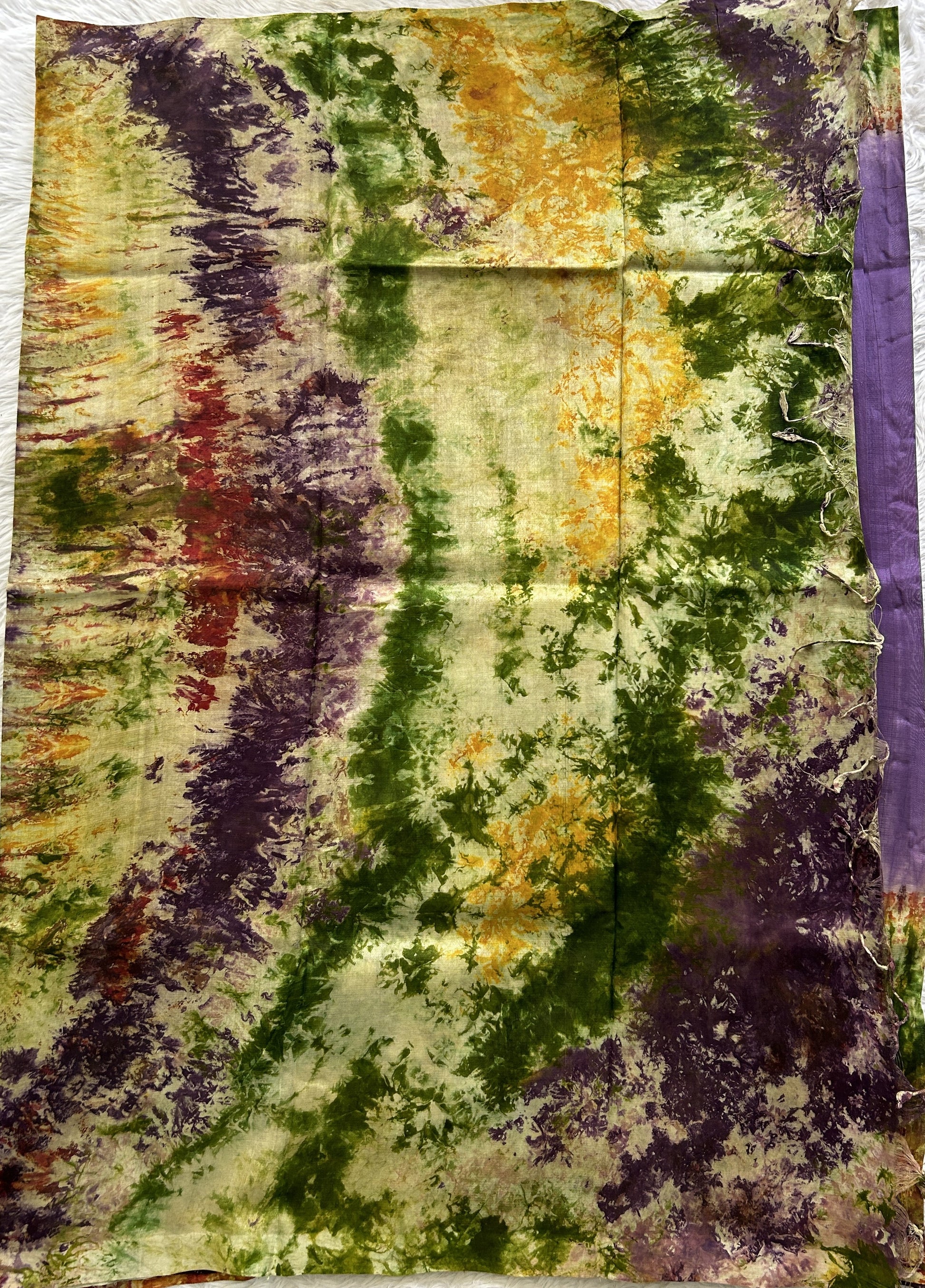Mangalagiri Pattu Shibori Saree Lilac colored complemented with a Borderless. - Sampradaya Designer Studio