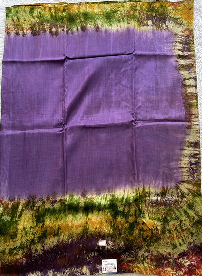 Mangalagiri Pattu Shibori Saree Lilac colored complemented with a Borderless. - Sampradaya Designer Studio