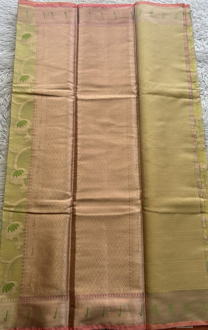 Silk kota Saree Pale Yellow colored Complemented with a Muniya Border. - Sampradaya Designer Studio