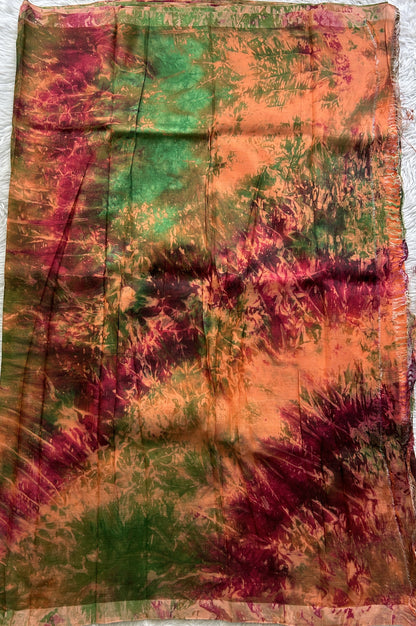 Mangalagiri Pattu Shibori Saree Orange colored complemented with a Borderless. - Sampradaya Designer Studio