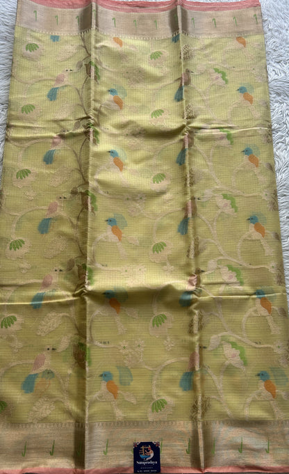 Silk kota Saree Pale Yellow colored Complemented with a Muniya Border. - Sampradaya Designer Studio