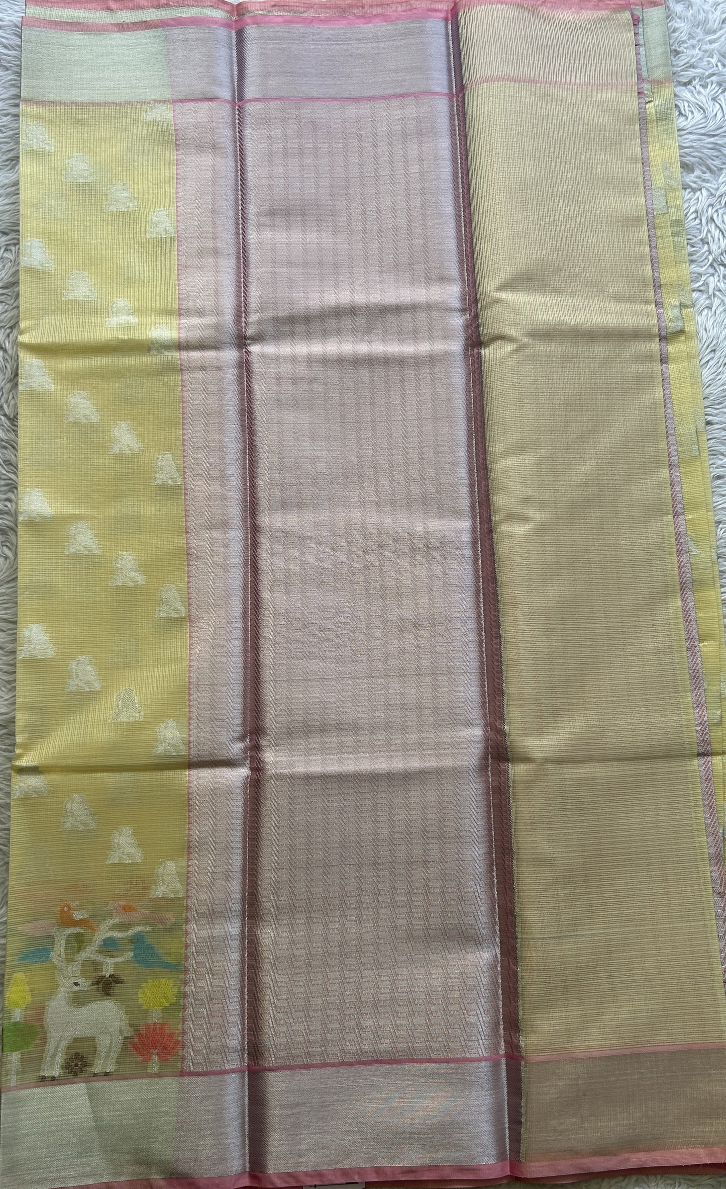 Silk kota Saree Light Yellow colored Complemented with a Zari Border. - Sampradaya Designer Studio
