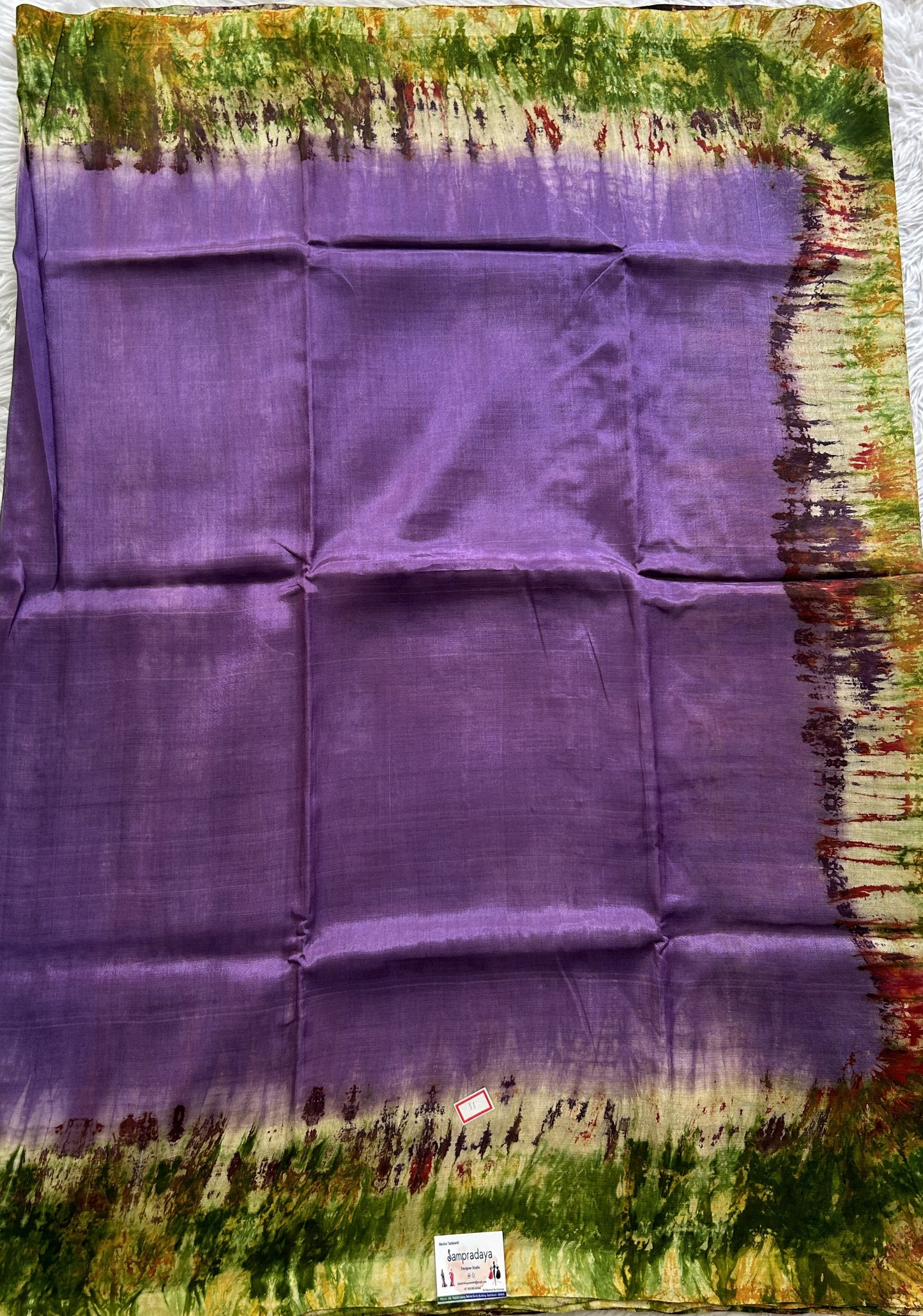 Mangalagiri Pattu Shibori Saree Lavender colored complemented with a Borderless. - Sampradaya Designer Studio