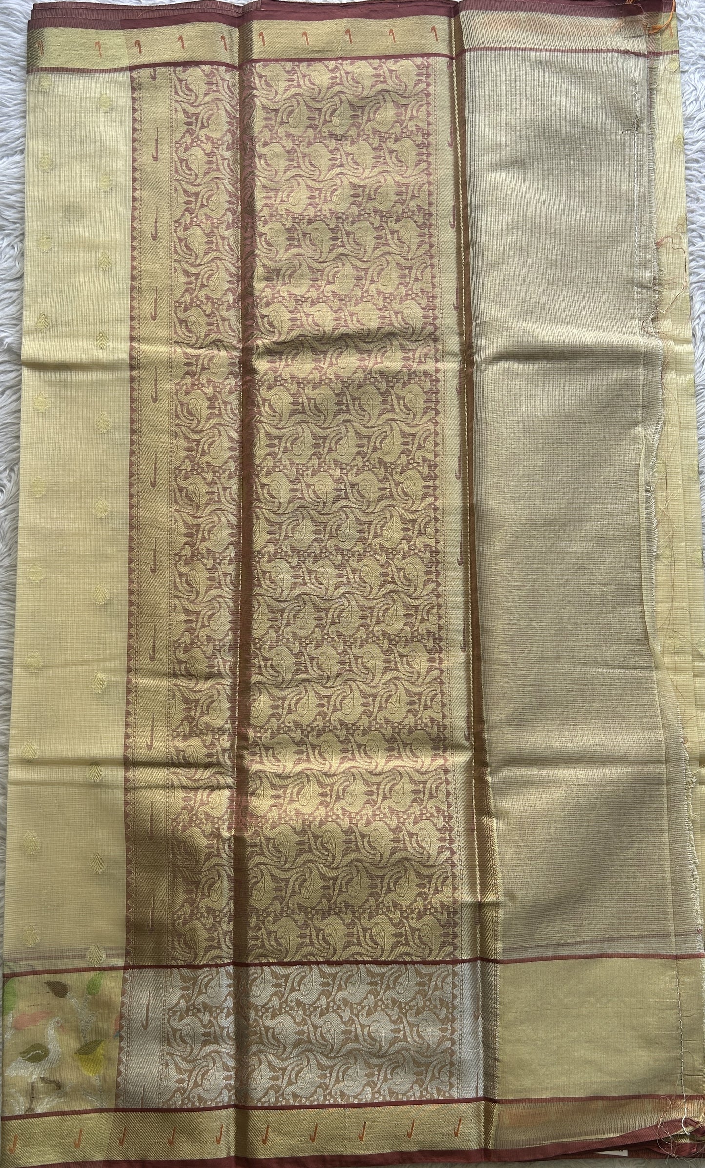 Silk kota Saree Beige colored Complemented with a Muniya Border. - Sampradaya Designer Studio