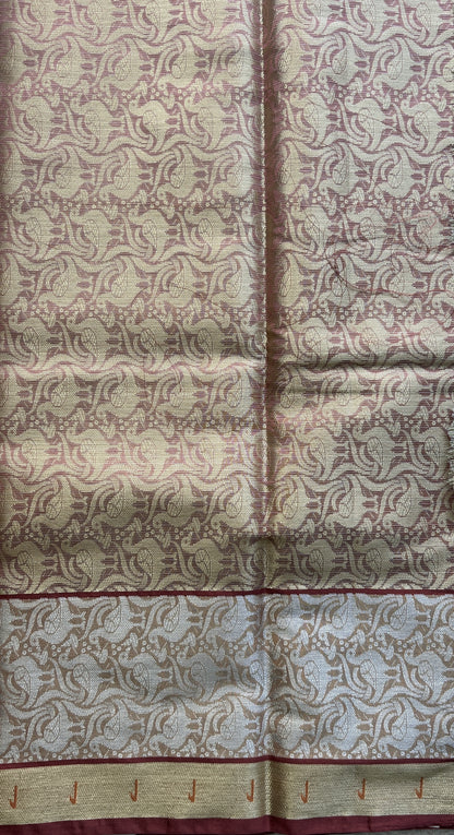 Silk kota Saree Beige colored Complemented with a Muniya Border. - Sampradaya Designer Studio