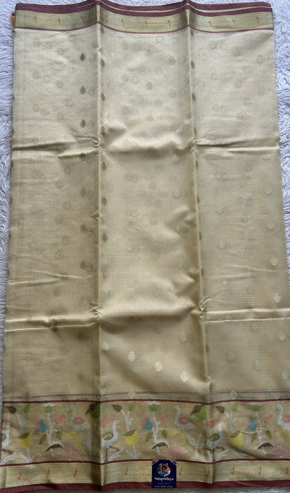 Silk kota Saree Beige colored Complemented with a Muniya Border. - Sampradaya Designer Studio