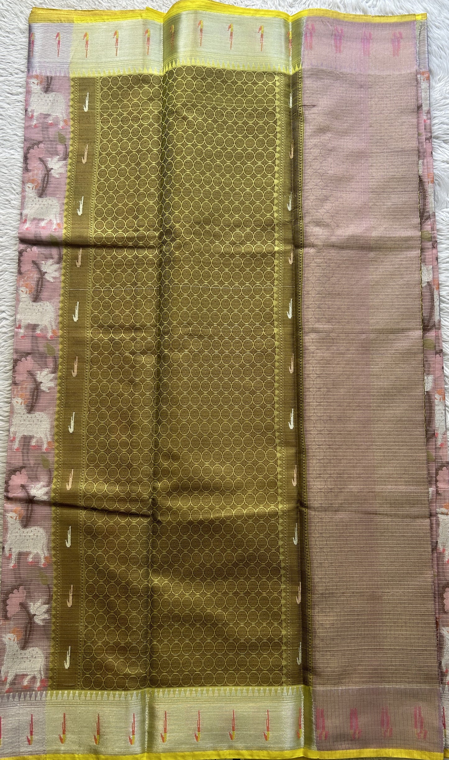 Silk kota Allover Saree Light Lavender colored Complemented with a Muniya Border. - Sampradaya Designer Studio