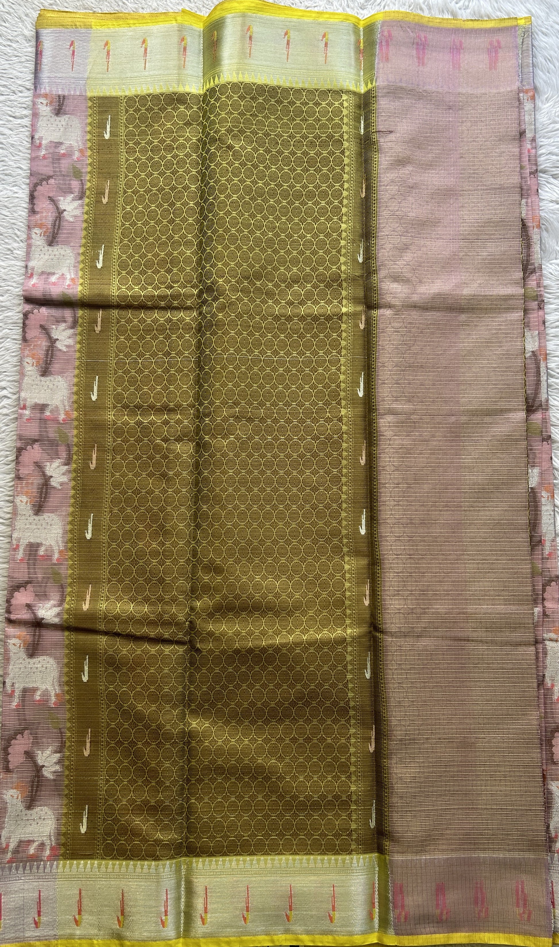 Silk kota Allover Saree Light Lavender colored Complemented with a Muniya Border. - Sampradaya Designer Studio
