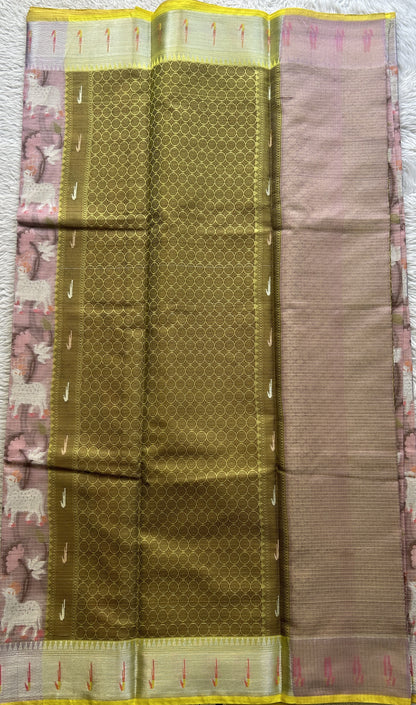 Silk kota Allover Saree Light Lavender colored Complemented with a Muniya Border. - Sampradaya Designer Studio