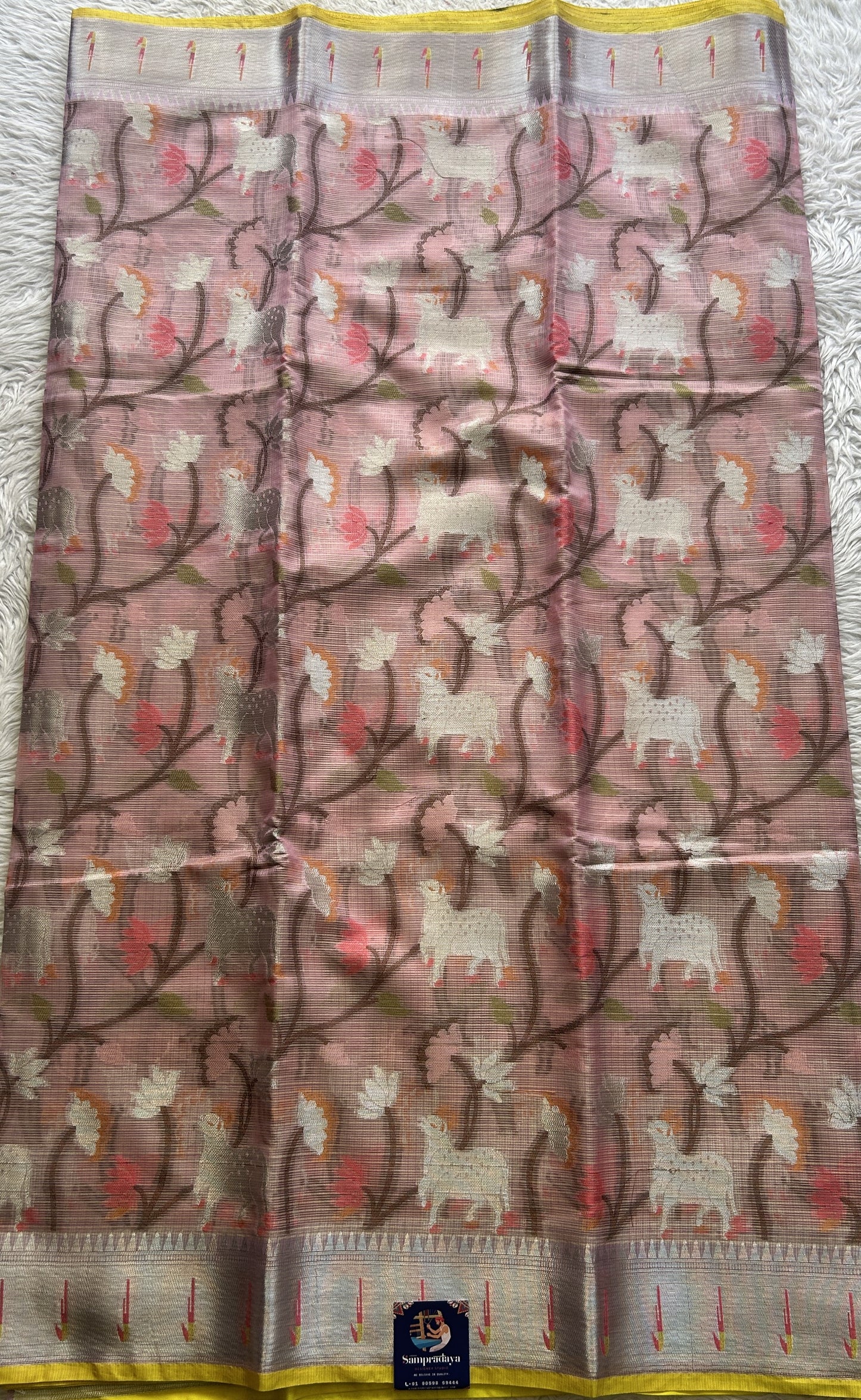 Silk kota Allover Saree Light Lavender colored Complemented with a Muniya Border. - Sampradaya Designer Studio