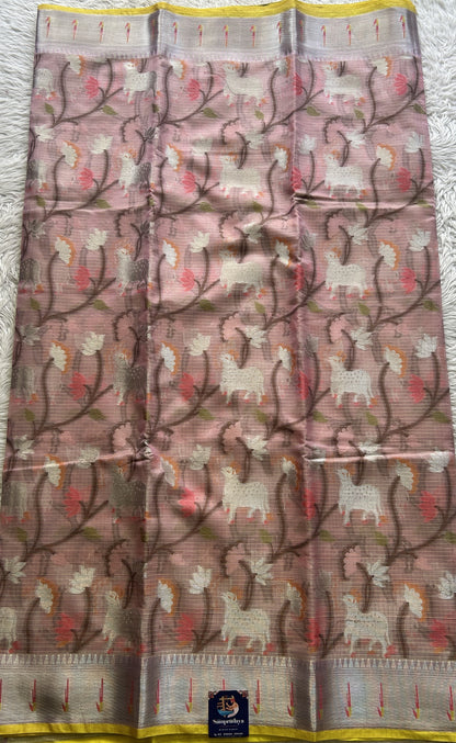 Silk kota Allover Saree Light Lavender colored Complemented with a Muniya Border. - Sampradaya Designer Studio