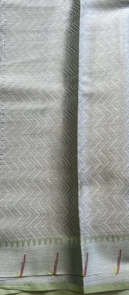Silk kota Allover Saree Light Green colored Complemented with a Muniya Border. - Sampradaya Designer Studio