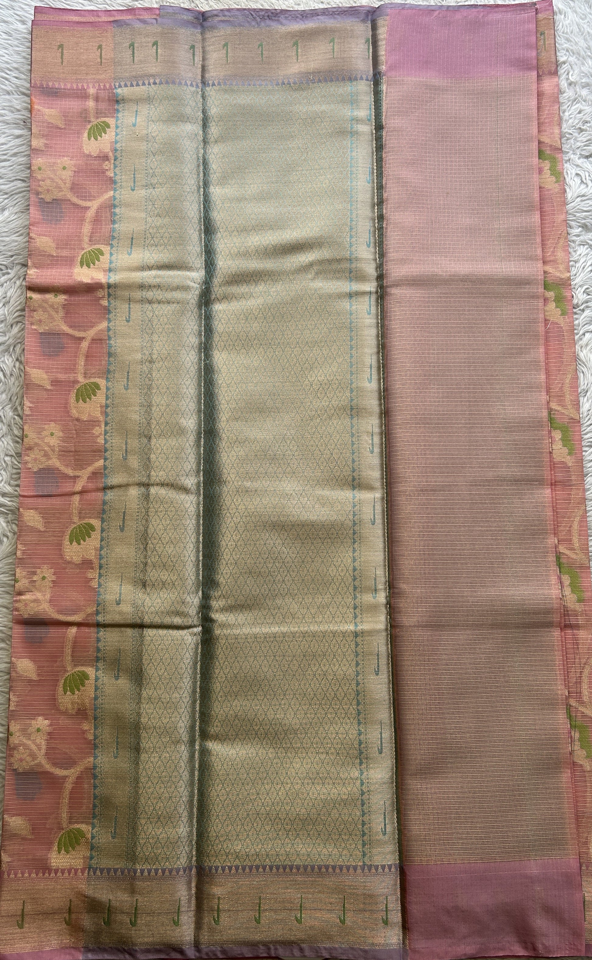 Silk kota Allover Saree Light Pink colored Complemented with a Muniya Border. - Sampradaya Designer Studio